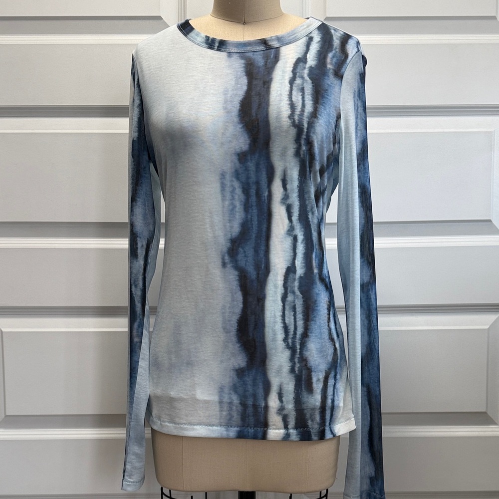 Rag & Bone Blue and White Tie-Dye Long Sleeve Top M/L